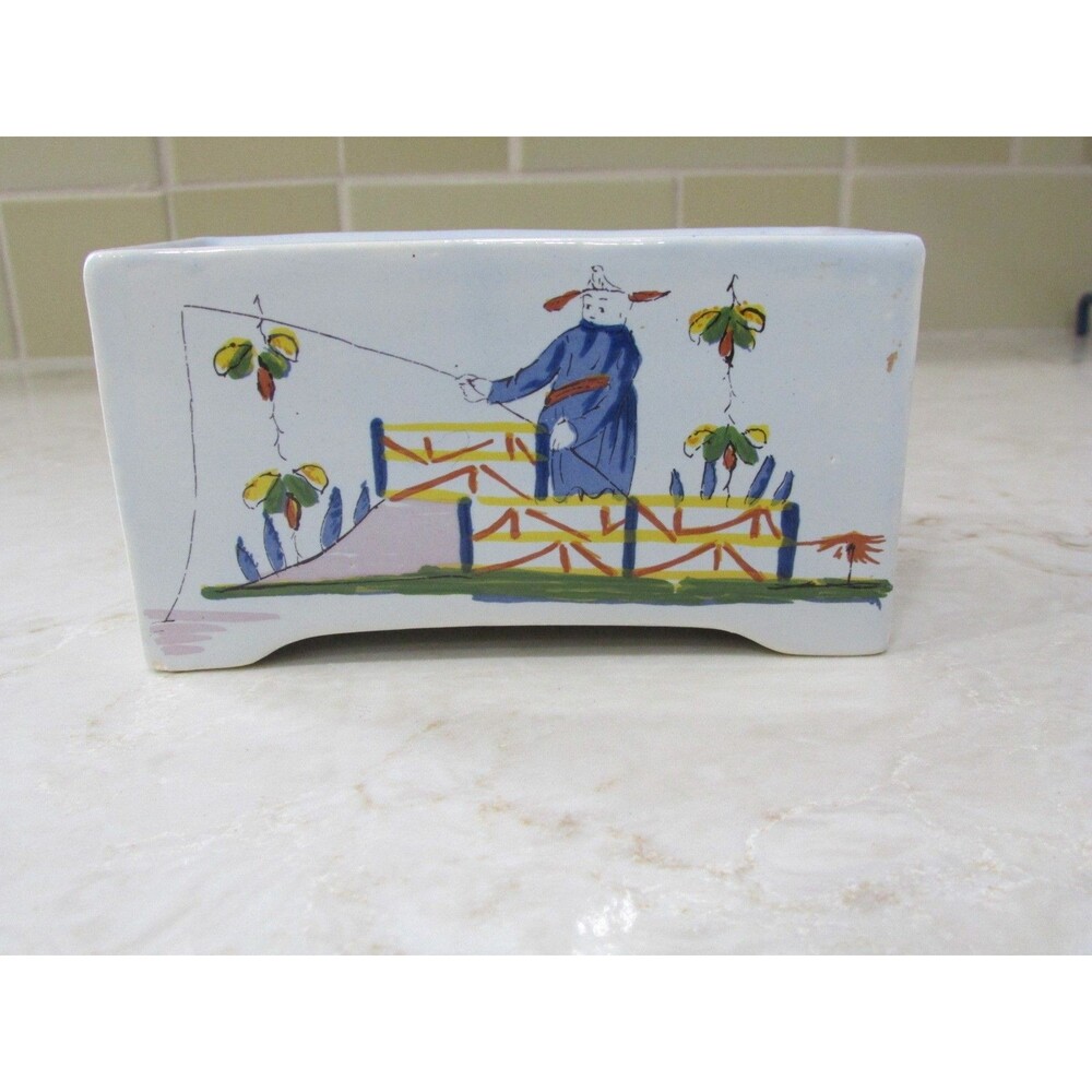 Delft Williamsburg Restoration Flower Frogs Asian 1973 & 1977 Holland 4.75"x2"